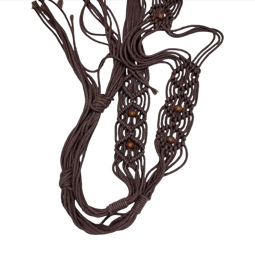 MACRAMÉ brown cord boho tie belt - Picture 2 of 6